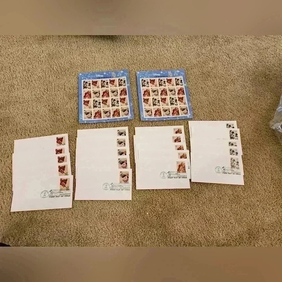 THE ART OF DISNEY Lot Of Full Sheets of 2 16 US Stamps And 5 Sets Of 4 Envelopes - Picture 1 of 4